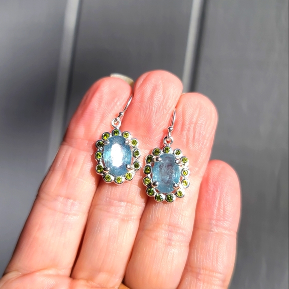 Natural Kharma by Jewelry - Kyanite 6k each & Peridot Sterling earrings